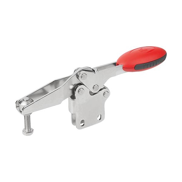 Horizontal Toggle Clamps, straight foot and adj. spindle, stainless